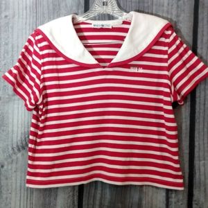90s retro nautical crop top style women's shirt